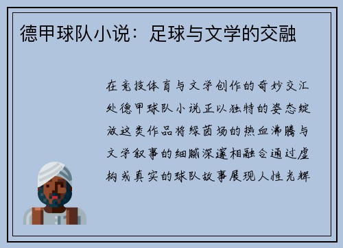 德甲球队小说：足球与文学的交融