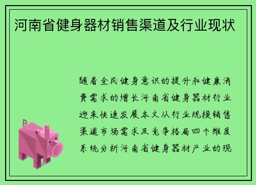 河南省健身器材销售渠道及行业现状